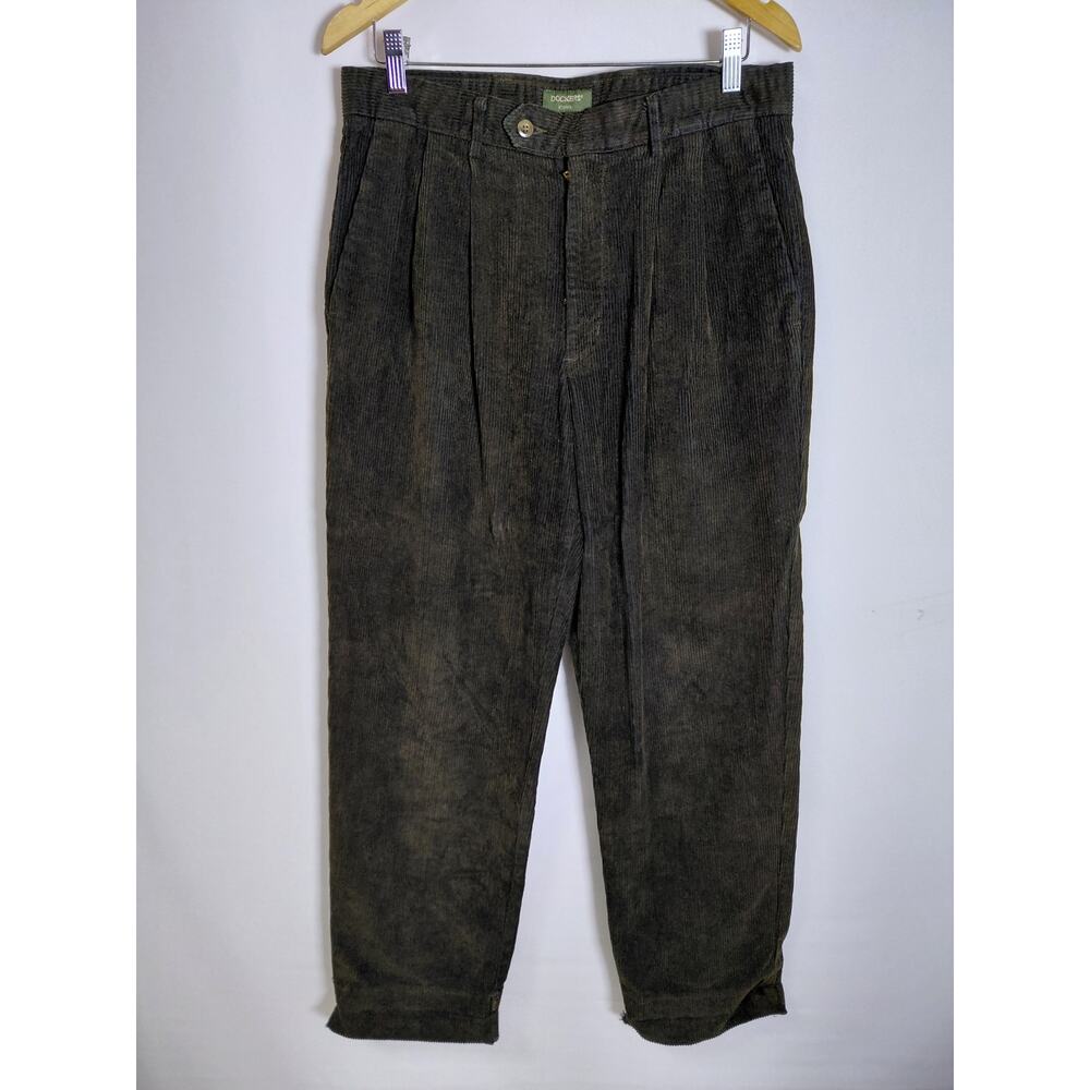 DOCKERS khakis Relaxed Fit Cotton Pants Brown Solid Woven /30 Men Size 33